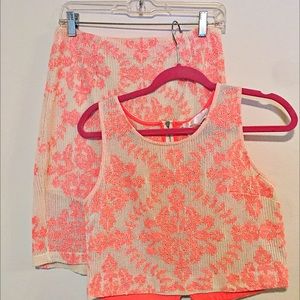 J.O.A. Beautifully Embroidered Top and Skirt Small